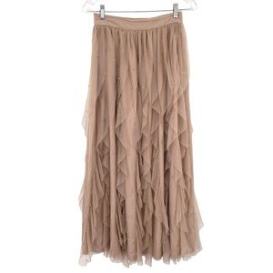 Mia Joy Joyfolie Mauve Tulle Beaded Maxi Skirt Size 14 Fairycore